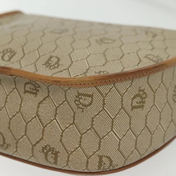 Christian Dior Honeycomb Canvas Shoulder Bag PVC Beige Gold Auth BA5504 - Picture 5 of 16